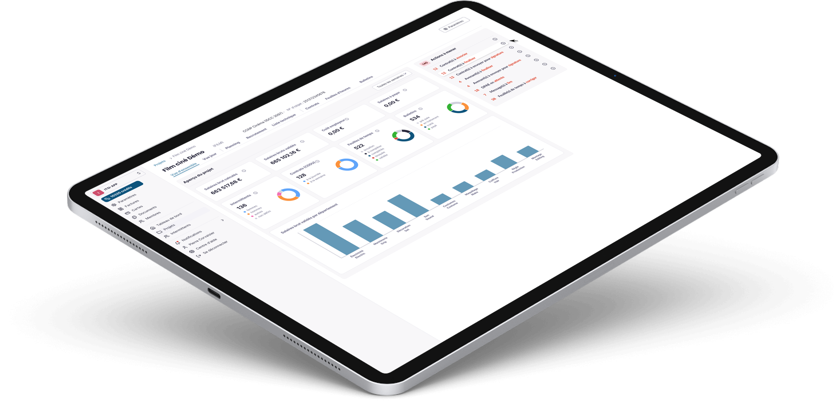 Vue d'ensemble d'un projet dans itsi-production, sur iPad
